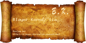 Blayer Kornélia névjegykártya